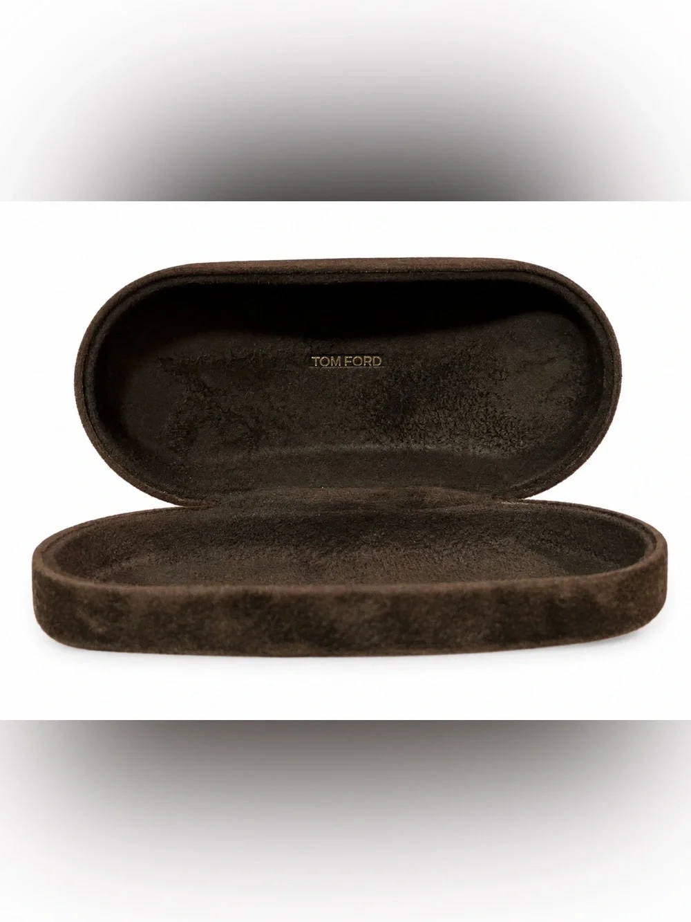 Tom Ford Brown Suede Eyeglass Sunglass Hard Case Only Clamshell Gold Logo
